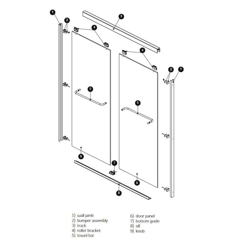 EUROTECH SHOWERS Traditional Dual Sliding Bathtub Shower Door 56.5-60" Width x 66" Height with 3/8" (10mm) Rain Tempered Glass
