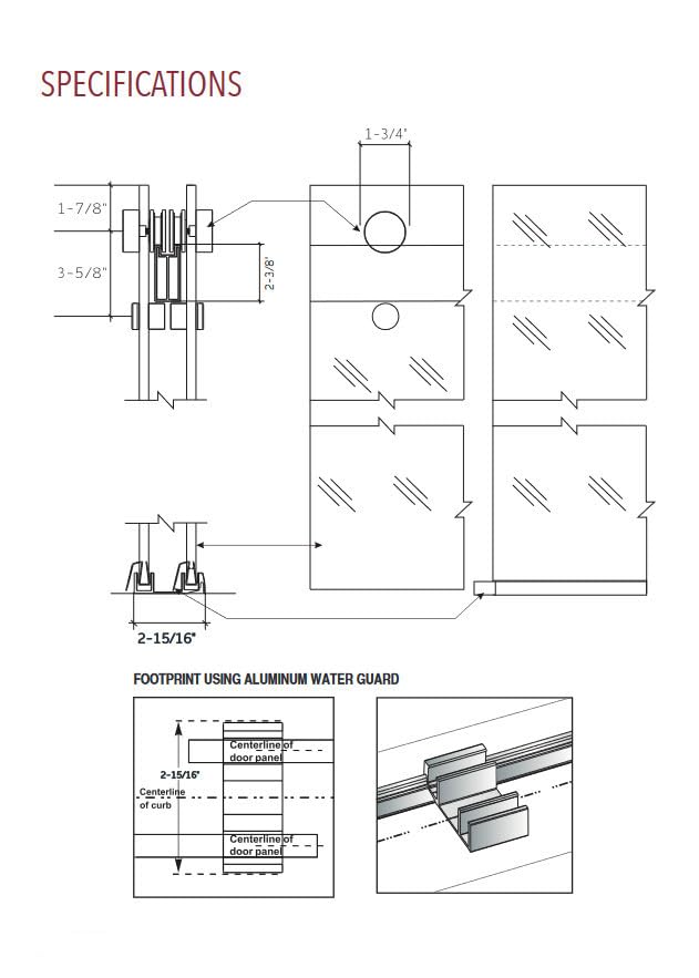 EUROTECH SHOWERS Twinglide ANZA-200 Frameless Bathtub Shower Door 56.5-60" Width x 66" Height with 1/4" (6mm) Clear Tempered Glass