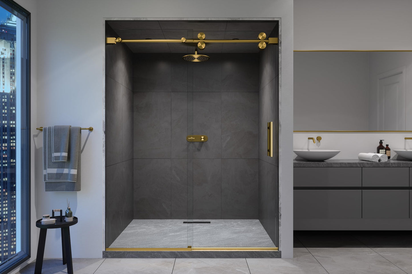 EUROTECH SHOWERS Roma-X 57"-59" W x 78" High 3/8" Euroglide Frameless Single Sliding Shower Door with 10mm Tempered Glass