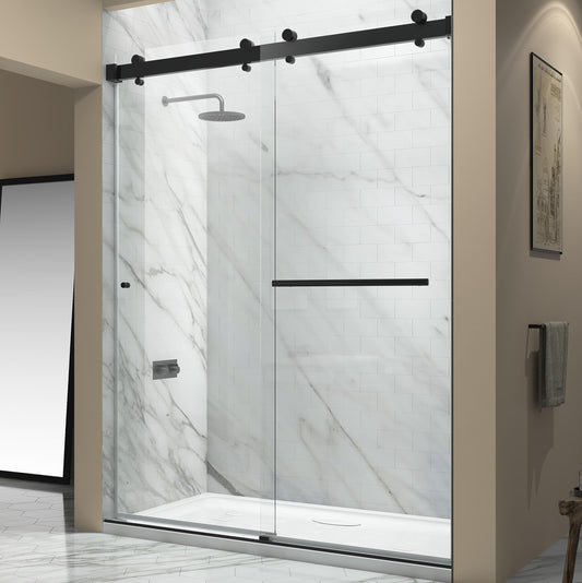 EUROTECH SHOWERS Twinglide Brighton Frameless Shower Doors 56.5-60" Width x 78" Height with 5/16" (8mm) Clear Tempered Glass