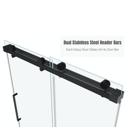 EUROTECH SHOWERS Windsor 56.5-60" W x 78" High 3/8" Twinglide Frameless Shower Door with 10mm Clear Tempered Glass