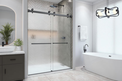EUROTECH SHOWERS VITRA-200X 56.5-59" W x 78" High 3/8" Twinglide Frameless Shower Door with (10mm) Rain Tempered Glass