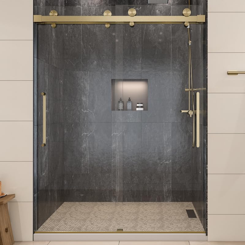 EUROTECH SHOWERS Windsor 56.5-60" W x 78" High 3/8" Twinglide Frameless Shower Door with 10mm Clear Tempered Glass