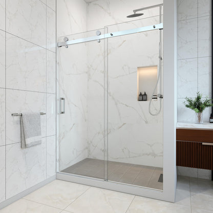 EUROTECH SHOWERS VITRA-100 56-59.25" W x 78" High Euroglide Frameless Shower Door with 3/8" Clear Tempered Glass