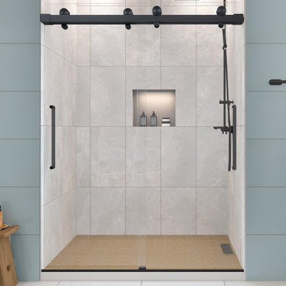 EUROTECH SHOWERS Windsor 56.5-60" W x 78" High 3/8" Twinglide Frameless Shower Door with 10mm Clear Tempered Glass