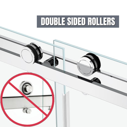 EUROTECH SHOWERS Windsor 56.5-60" W x 66" High 3/8" Twinglide Frameless Bathtub Shower Door with 10mm Clear Tempered Glass