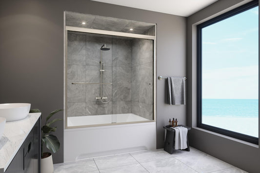 EUROTECH SHOWERS Traditional 56.5-60" W 3/8" Twinglide Shower Door with 10mm Clear Tempered Glass