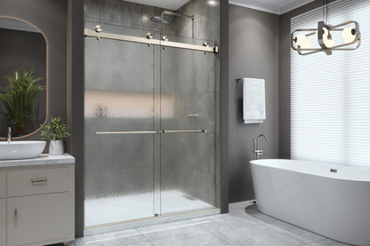 EUROTECH SHOWERS VITRA-200X 56.5-59" W x 78" High 3/8" Twinglide Frameless Shower Door with (10mm) Rain Tempered Glass