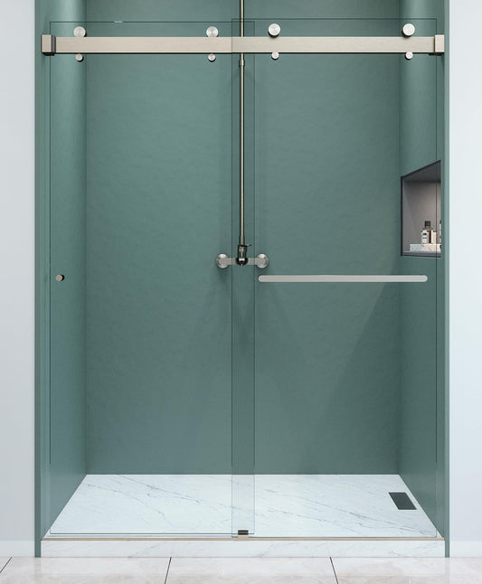 EUROTECH SHOWERS Twinglide ANZA-200 Frameless Shower Door 56.5-60" Width x 76" Height with 5/16" (8mm) Clear Tempered Glass