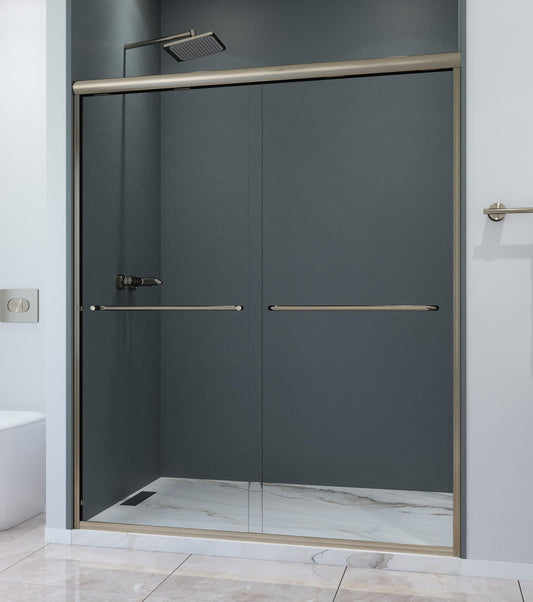 EUROTECH SHOWERS Classic 56.5-60" W x 72" H Twinglide Shower Door with 1/4" Clear Tempered Glass