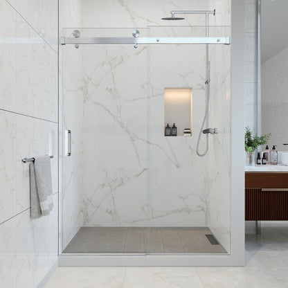 EUROTECH SHOWERS VITRA-100 56-59.25" W x 78" High Euroglide Frameless Shower Door with 3/8" Clear Tempered Glass