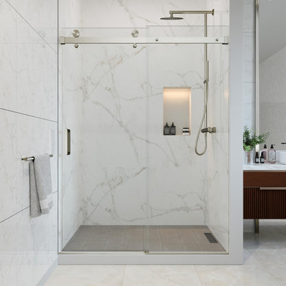 EUROTECH SHOWERS VITRA-100 56-59.25" W x 78" High Euroglide Frameless Shower Door with 3/8" Clear Tempered Glass