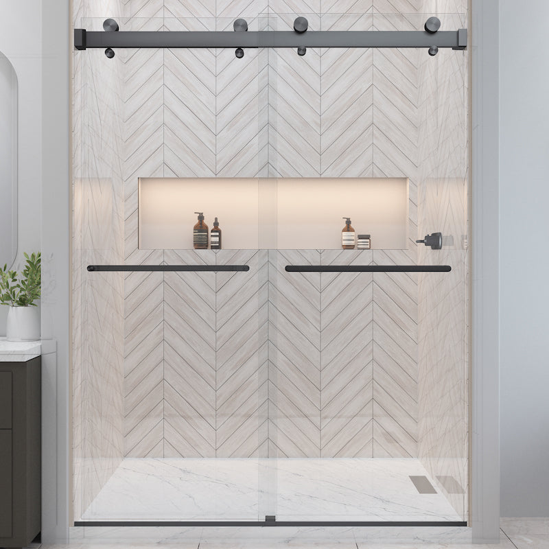 EUROTECH SHOWERS VITRA-200 56.5-60" W x 78" High 3/8" Twinglide Frameless Shower Door with (10mm) Clear Tempered Glass