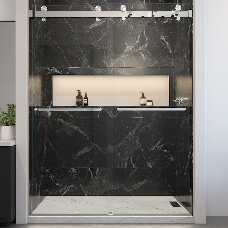 EUROTECH SHOWERS VITRA-200 56.5-60" W x 78" High 3/8" Twinglide Frameless Shower Door with (10mm) Clear Tempered Glass