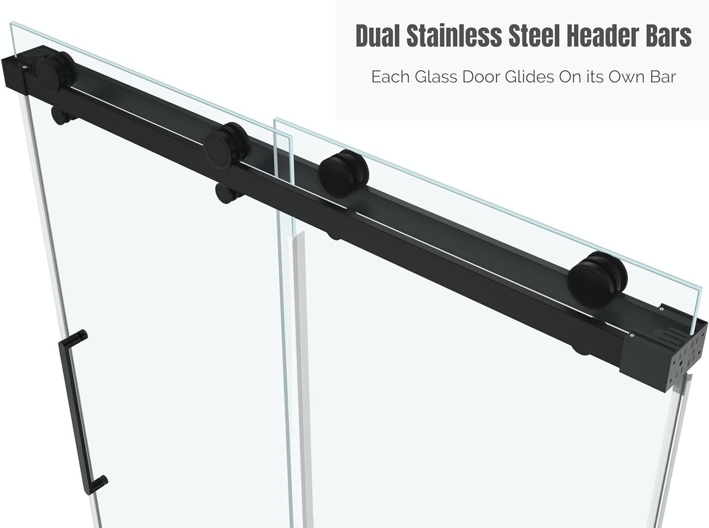 EUROTECH SHOWERS Windsor 56.5-60" W x 66" High 3/8" Twinglide Frameless Bathtub Shower Door with 10mm Clear Tempered Glass