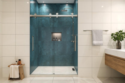 EUROTECH SHOWERS Windsor 56.5-60" W x 78" High 3/8" Twinglide Frameless Shower Door with 10mm Clear Tempered Glass