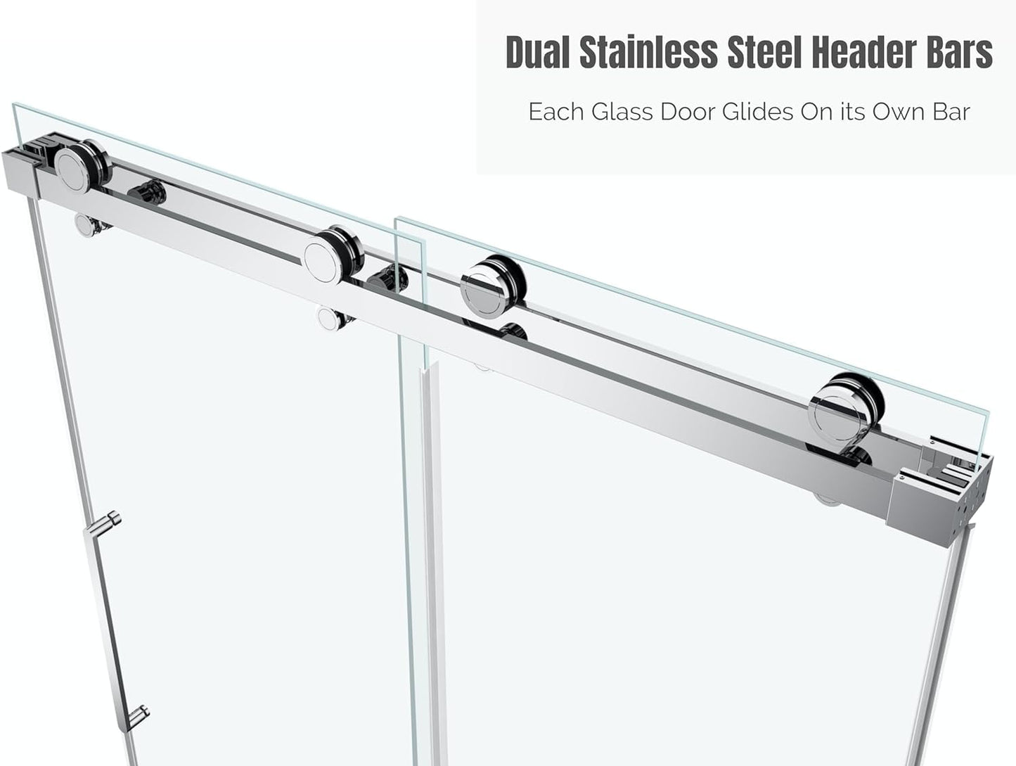 EUROTECH SHOWERS Windsor 56.5-60" W x 78" High 3/8" Twinglide Frameless Shower Door with 10mm Clear Tempered Glass